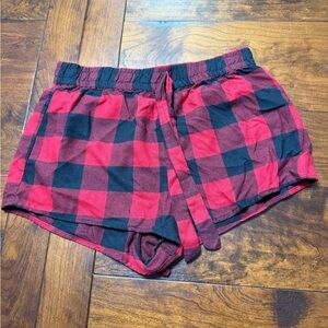 Garage Red and Black Plaid Athletic Shorts